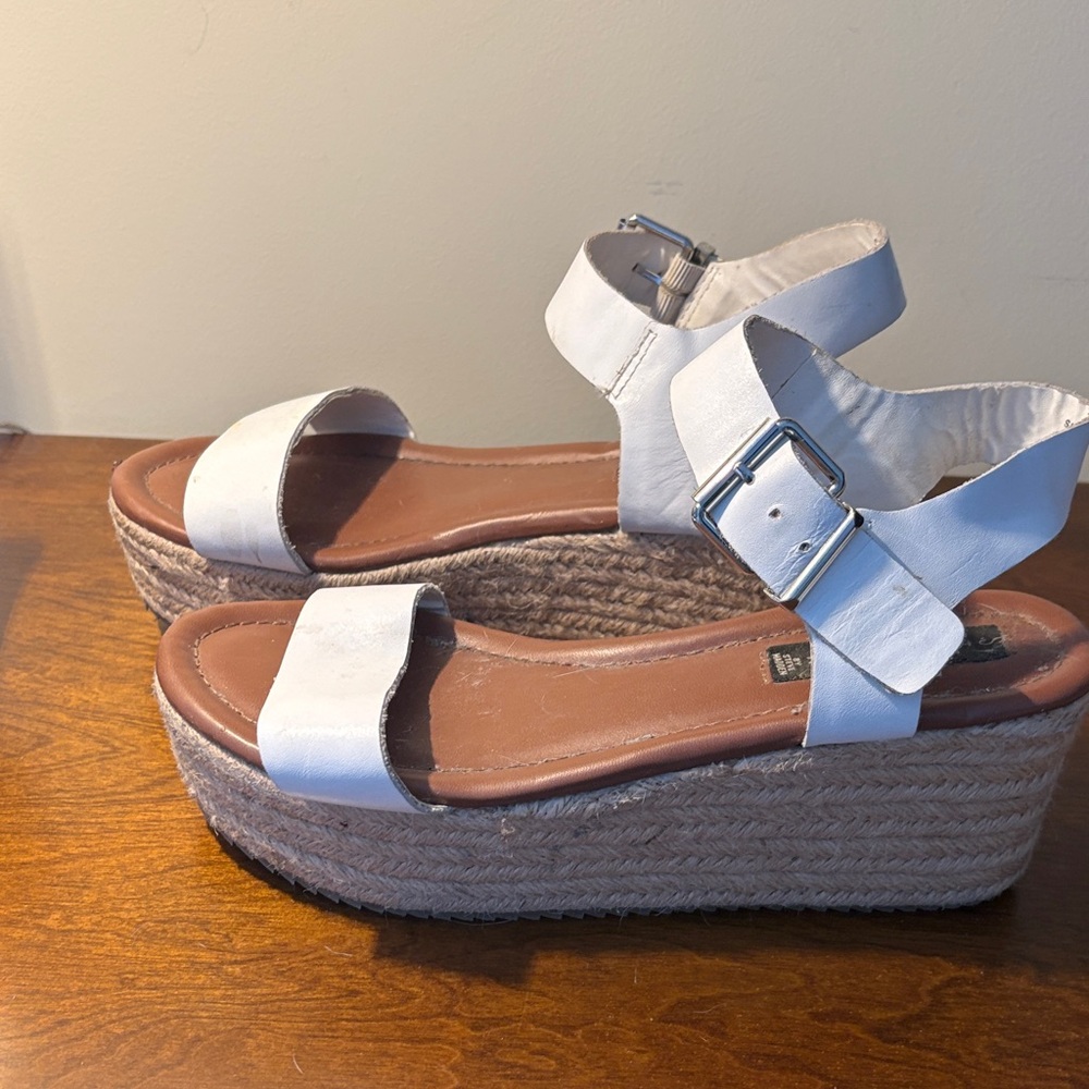 Steven By Steve Madden White Platform Espadrilles